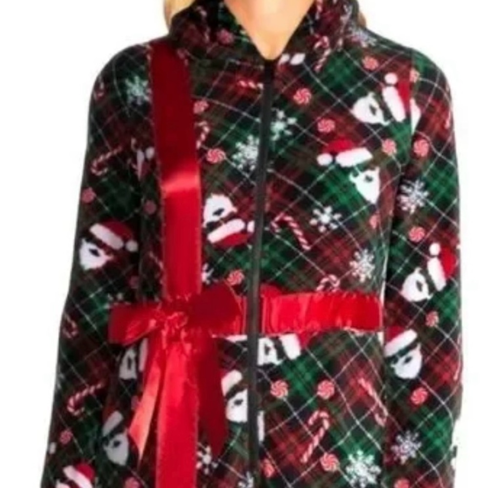 Woman’s Festive Plaid Holiday One piece Pajamas